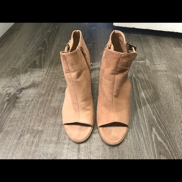 Beige Open Toe Booties - Picture 3 of 4
